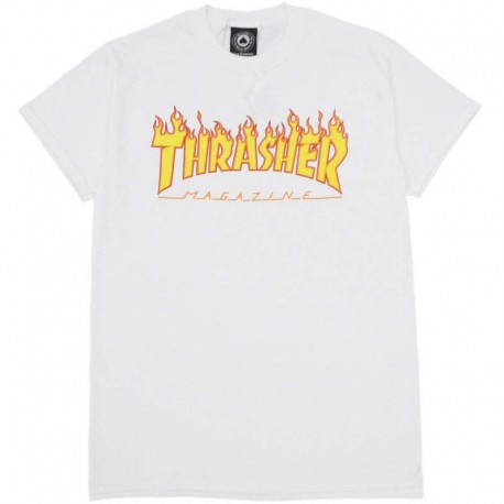 THRASHER TEE FLAME - WHITE